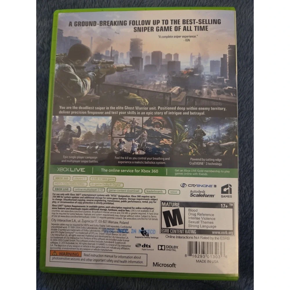 Sniper: Ghost Warrior 2 (Microsoft Xbox 360, 2013) Used Tested